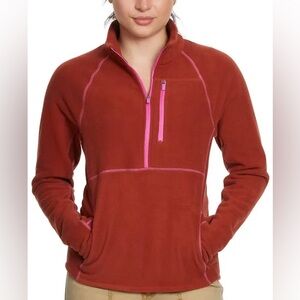 Bass Outdoor NWT Women's Half- Zip Long-Sleeve Fleece Burnt Henna Large